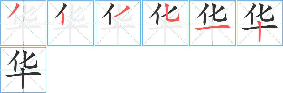 华的笔顺分步演示