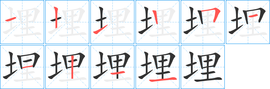 埋的笔顺分步演示