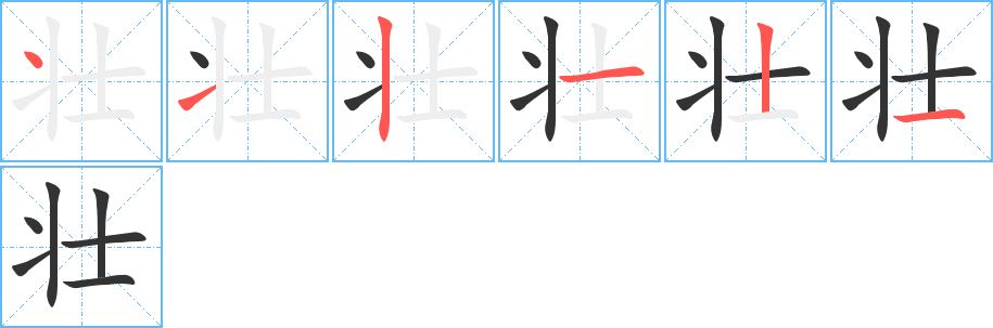 壮的笔顺分步演示