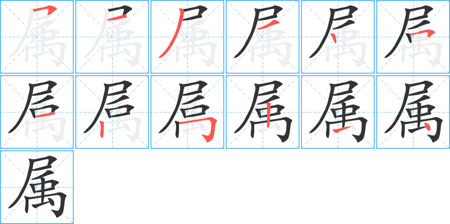 属的笔顺分步演示