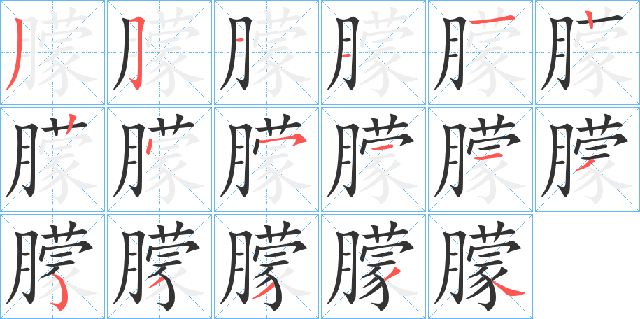 朦的笔顺分步演示