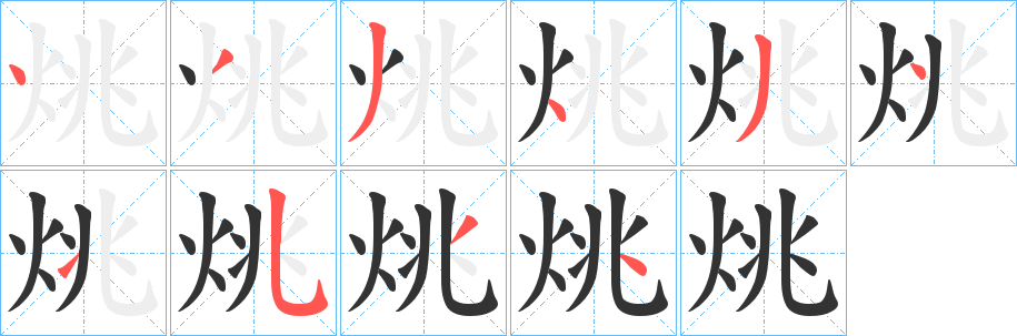 烑的笔顺分步演示