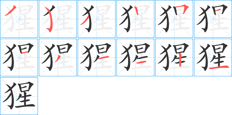 猩的笔顺分步演示