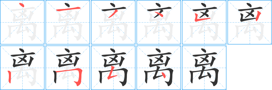 离的笔顺分步演示