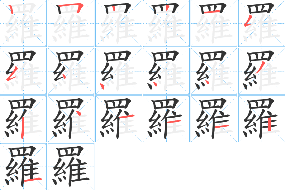 羅的笔顺分步演示