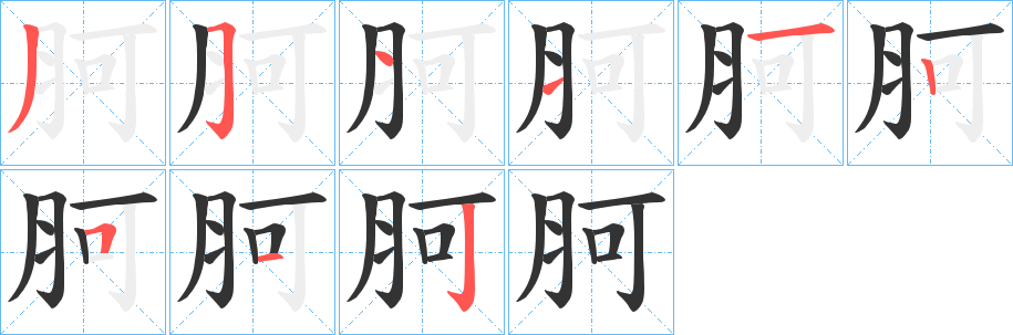 胢的笔顺分步演示