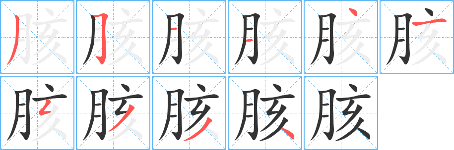 胲的笔顺分步演示