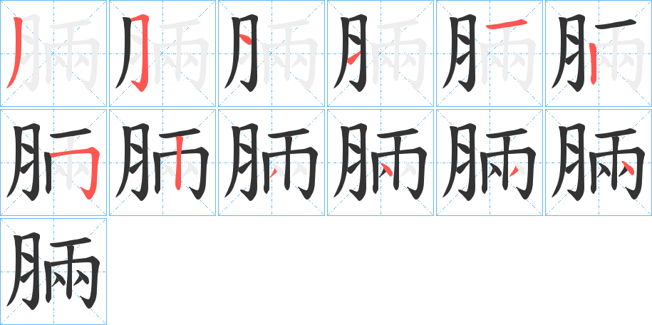 脼的笔顺分步演示