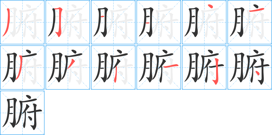 腑的笔顺分步演示