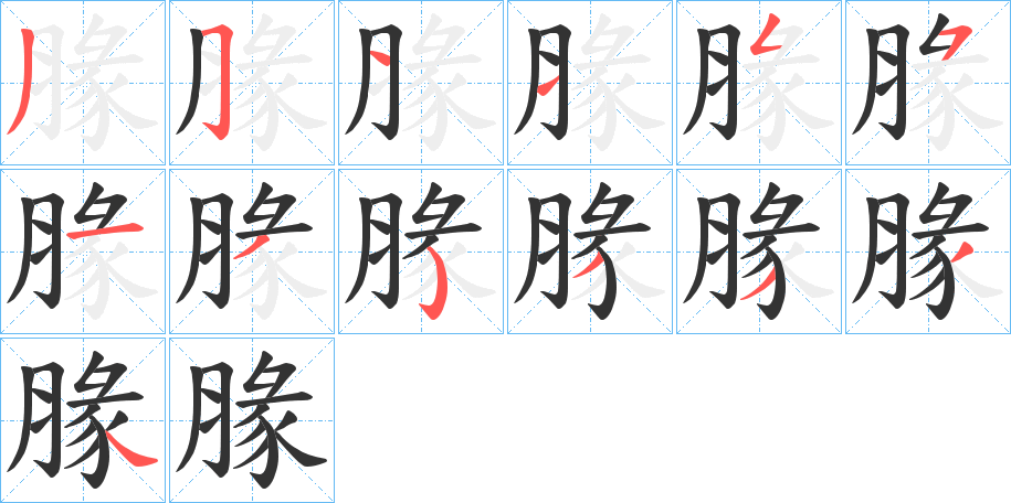 腞的笔顺分步演示