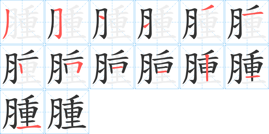 腫的笔顺分步演示