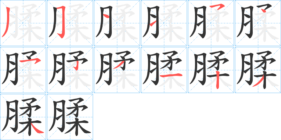 腬的笔顺分步演示