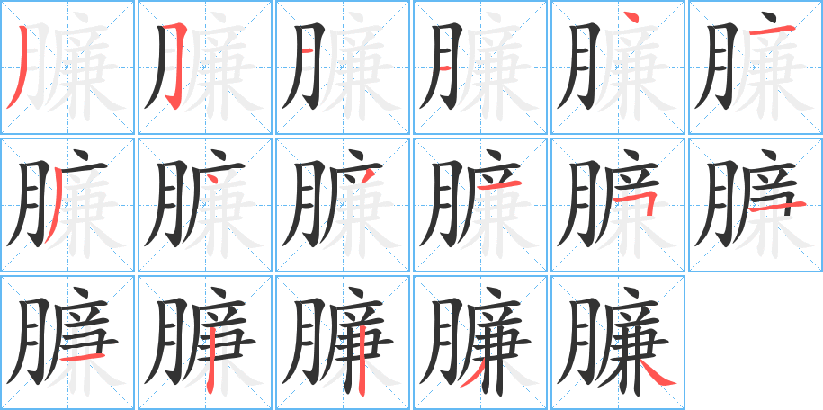 臁的笔顺分步演示