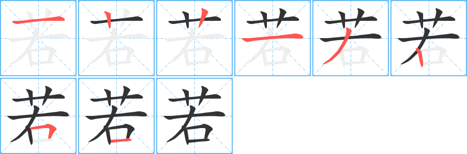 若的笔顺分步演示