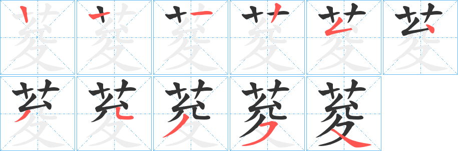 荾的笔顺分步演示