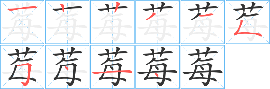 莓的笔顺分步演示