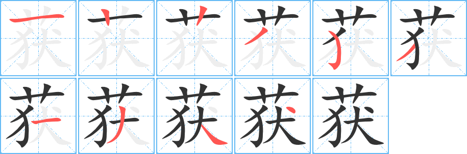 获的笔顺分步演示