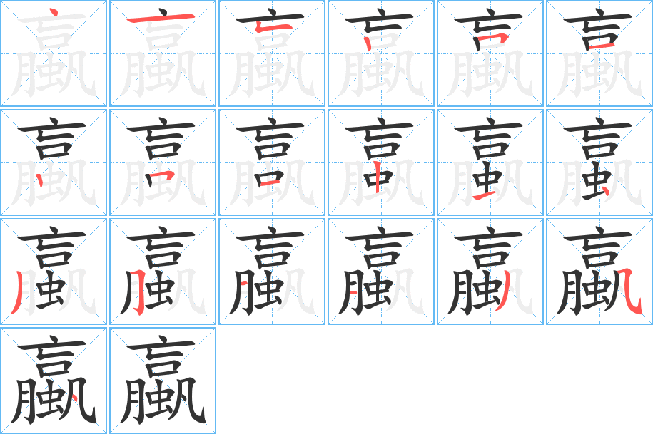 蠃的笔顺分步演示