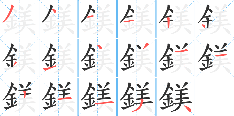 鎂的笔顺分步演示