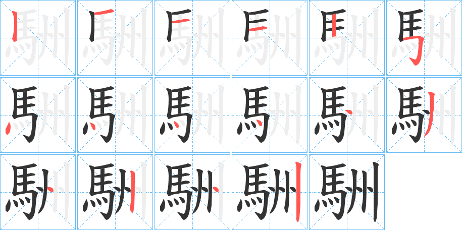 駲的笔顺分步演示