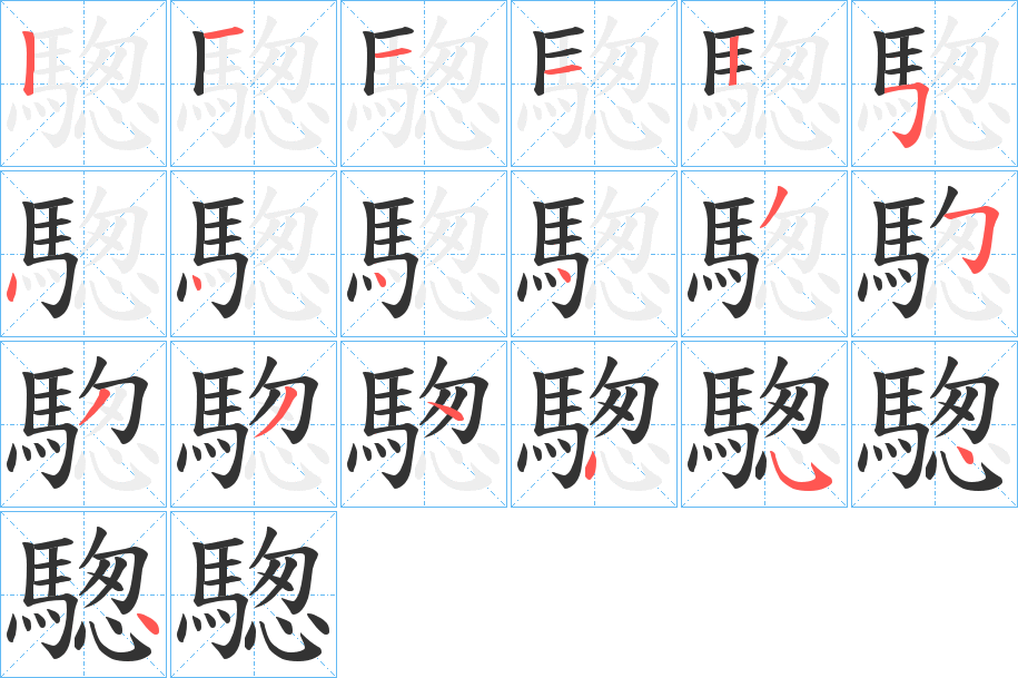 騘的笔顺分步演示