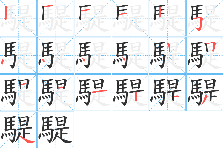 騠的笔顺分步演示