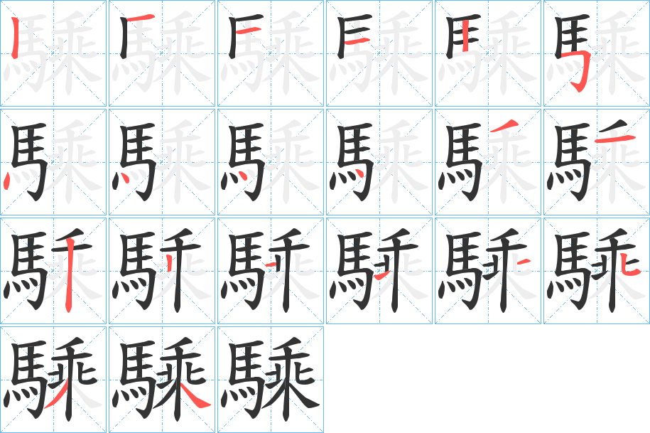 騬的笔顺分步演示