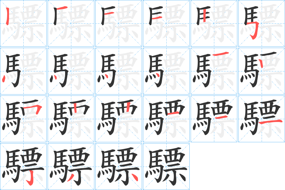 驃的笔顺分步演示