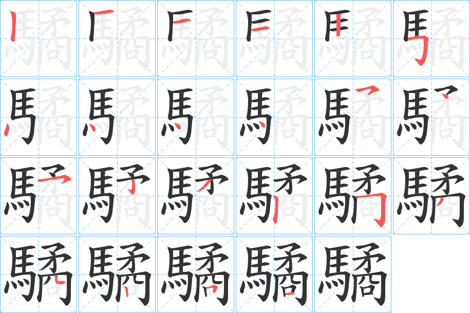 驈的笔顺分步演示