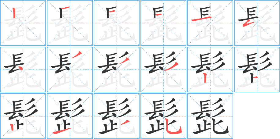 髭的笔顺分步演示