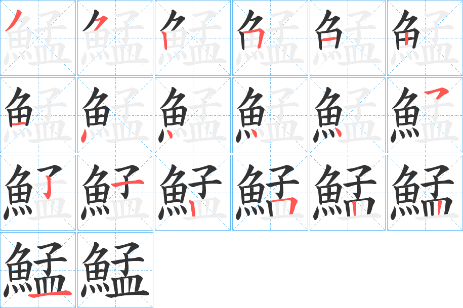 鯭的笔顺分步演示