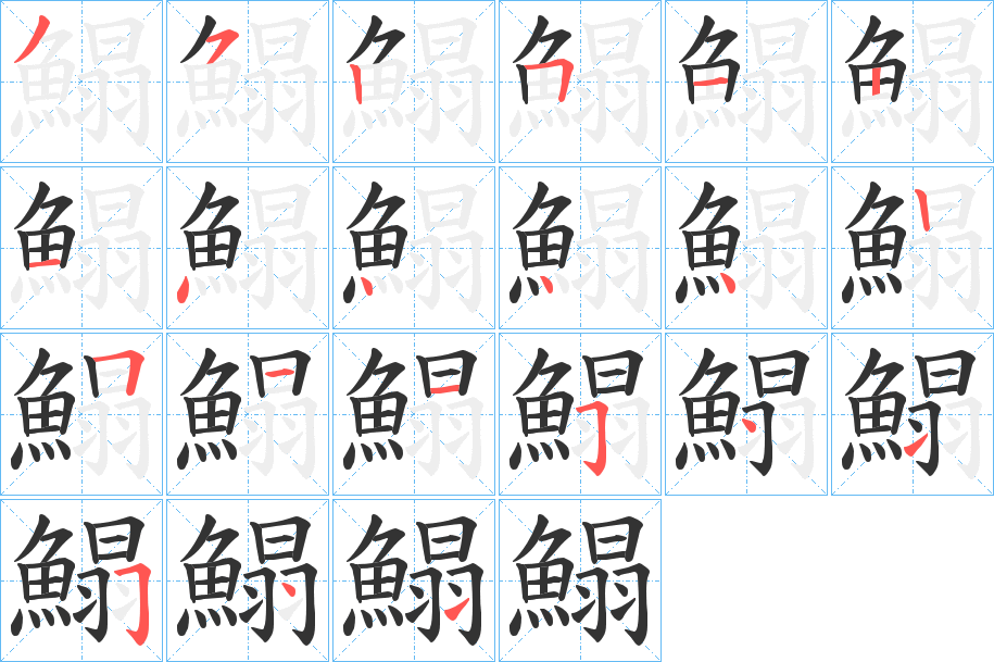 鰨的笔顺分步演示