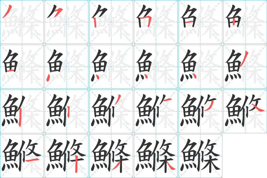 鰷的笔顺分步演示