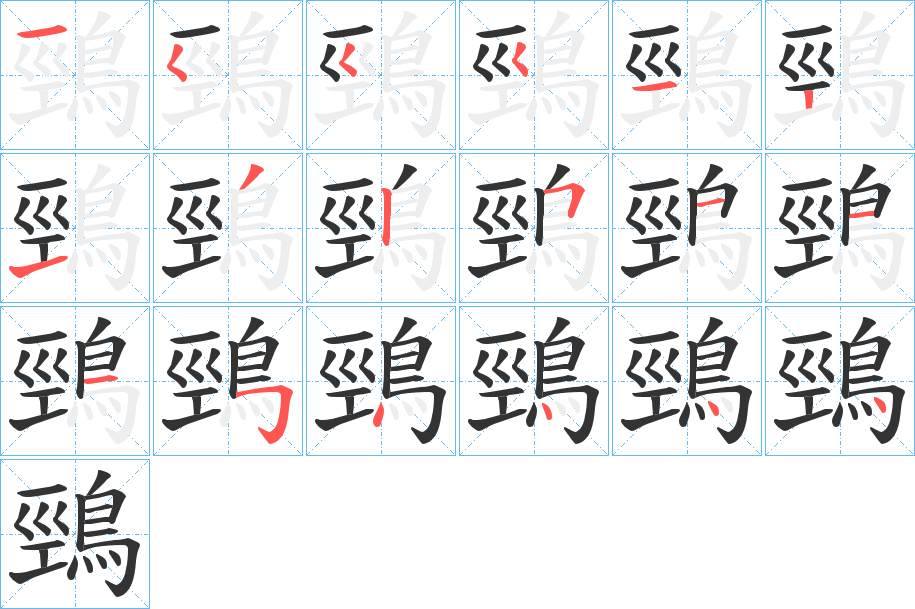 鵛的笔顺分步演示